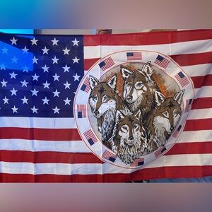 American Flag with Wolf Design 3 x 5